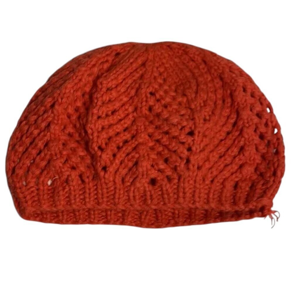 GH Bass & Co Burnt Orange Knit Beanie Hat Slouchy Pointelle Acrylic One Size